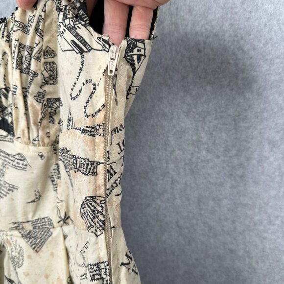 Harry Potter Marauders Map Dress Size S Black Cream Corset Sweetheart Milkmaid - Picture 5 of 15